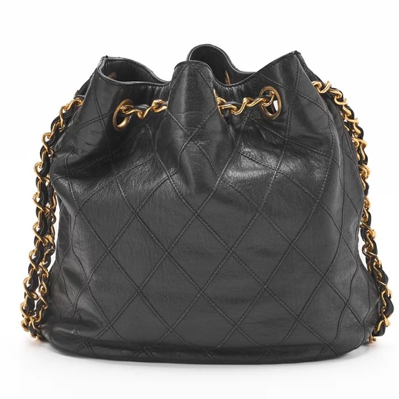 Authentic CHANEL wild stitch black bucket bag with removable pouch CC charm - Picture 4 of 11
